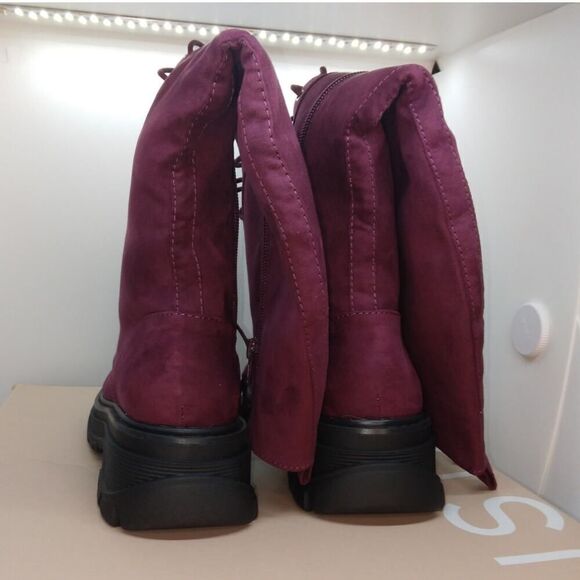Just Fab Maxwell Cordovan Tall Womens NEW w/Box Platform Combat Boots- sz. 6 1/2 - Picture 5 of 8